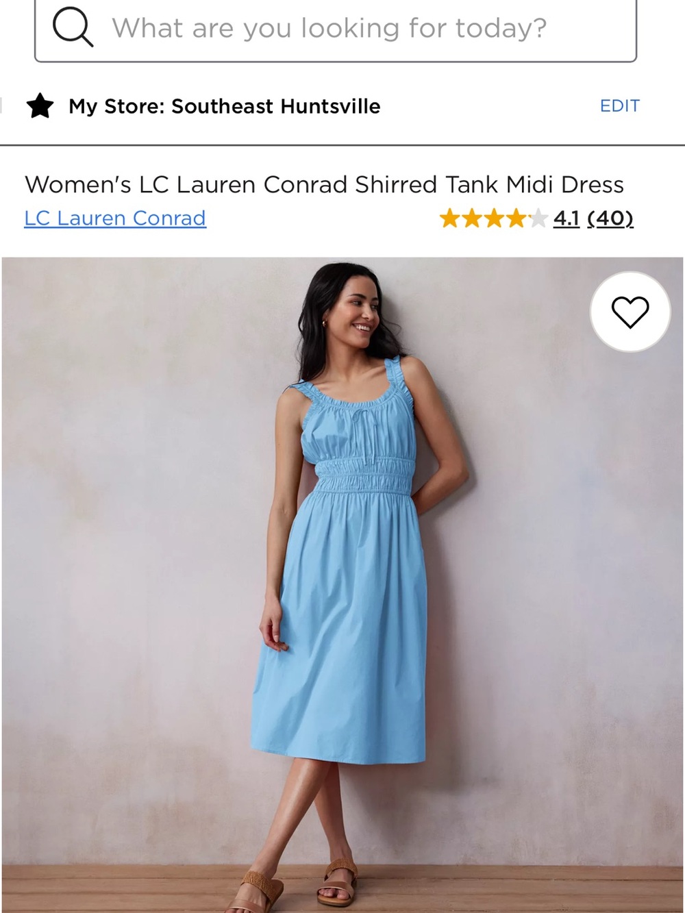LC Lauren Conrad Light Blue Shirred Tank Midi Dress